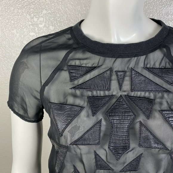 H&M Women's Tank Top Mesh Semi See Through Abstrac - Picture 2 of 6